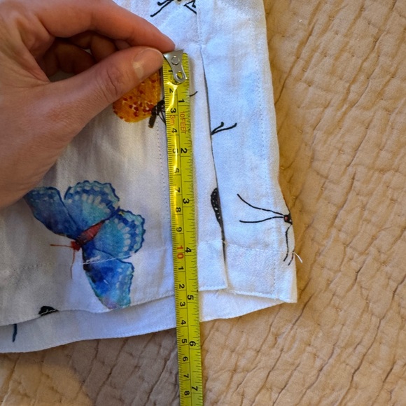 John Mark Butterfly Print Wire Collar 3/4 Sleeve Button Front Tunic, S, EUC! - Picture 4 of 9